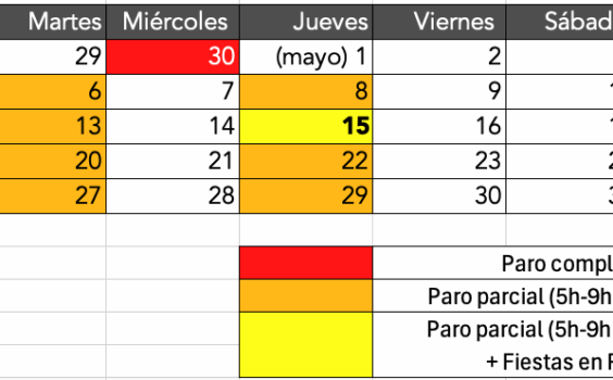 Huelga de autobuses interurbanos abril y mayo 2025